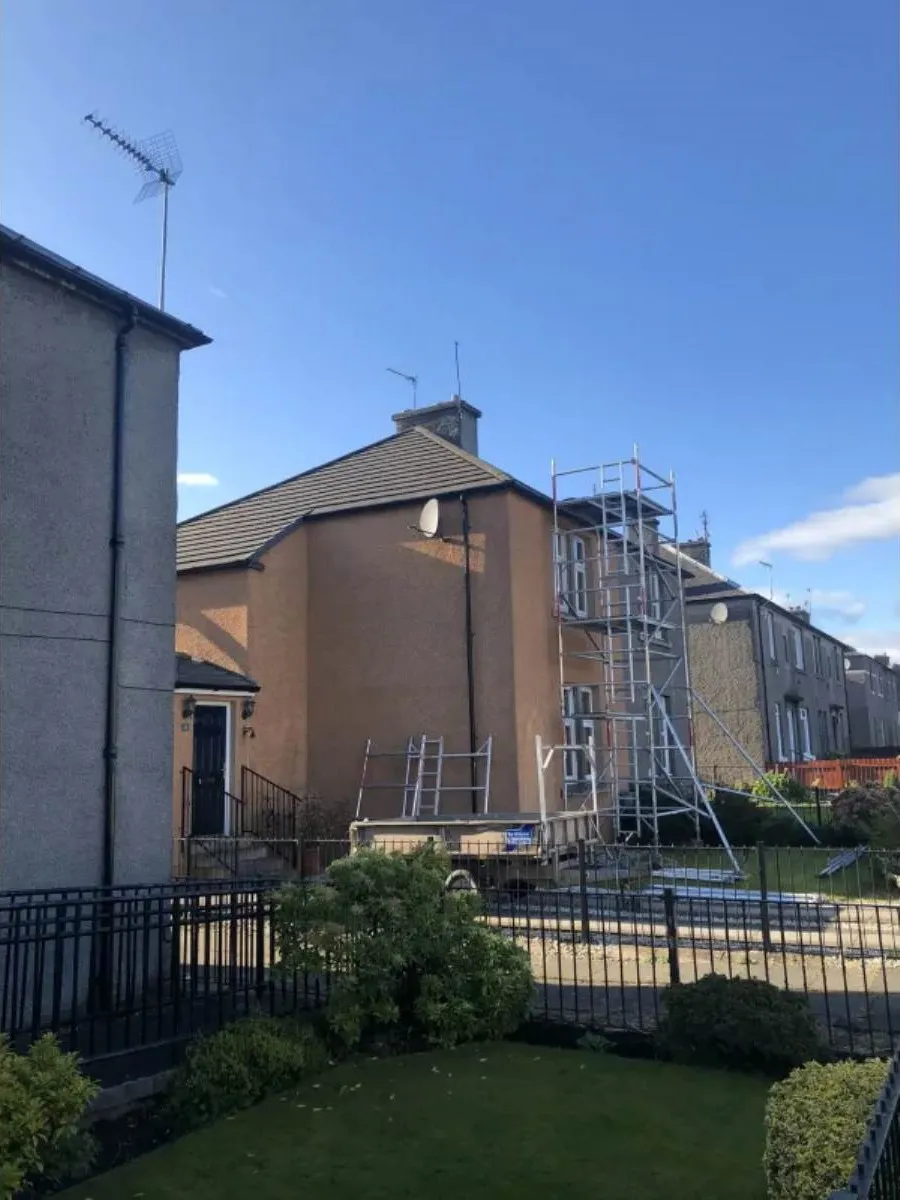 Scaffolding set up for roof work on a property in Alloa